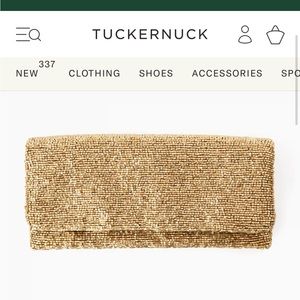 Gold beaded tuckernuck clutch